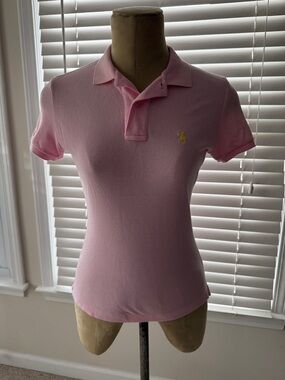 Ralph Lauren Women's Light Pink Polo with Yellow Pony